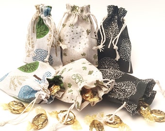 Pochettes avec cordon de serrage, sacs pour bijoux et gâteries en mousseline de coton, sacs cadeaux et cadeaux, 5 x 4 pouces, emballage cadeau réutilisable respectueux de l'environnement