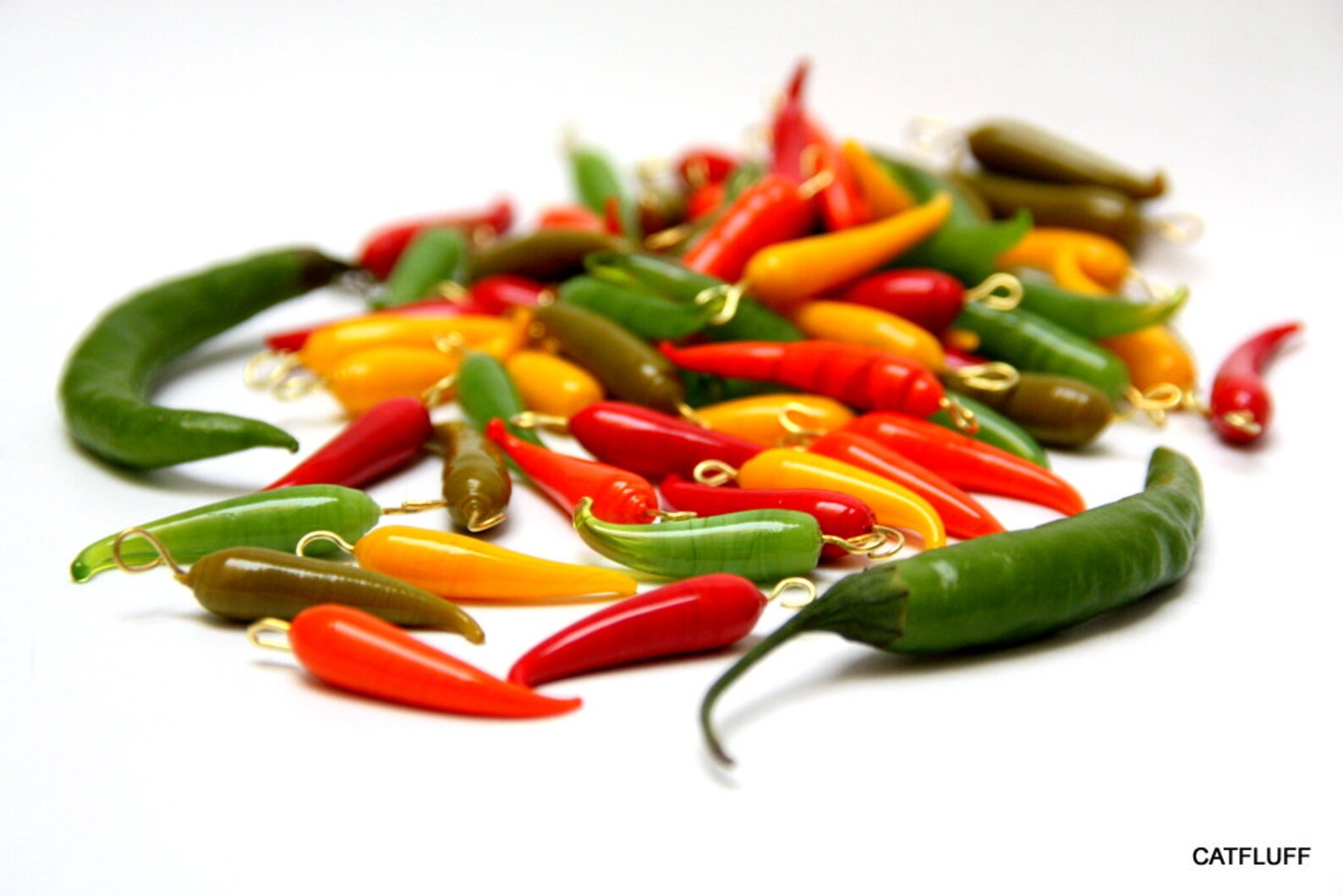 Chilli Pepper Glass Beads Chili Pepper Charms Set of 10 Pc Etsy