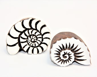 Nautilus, Ammonite, Indian Wood Block, Card Printing Stamp, Block Printing Indian Textile Stamp, 1 Pc. Pottery Stamps, Nautical Design