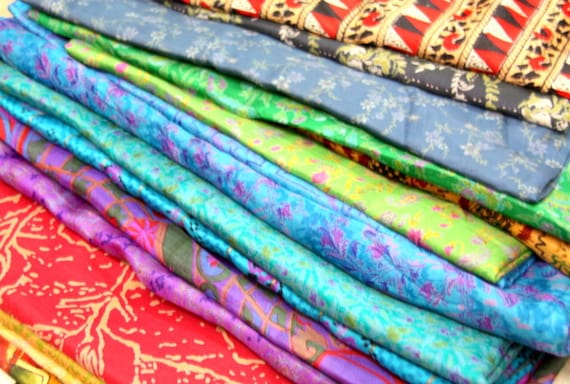 Sari Silk Fabric, Silk Sari Fabric for Silk Saree Ribbon or Upcycling 10kg  For Nuno Felting, or Events , Weddings , Parties