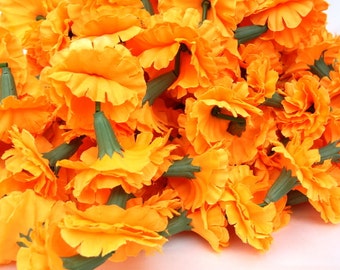 Flower Garland,Marigold Garland, Indian Wedding Flowers, Diwala Marigold, 60 pieces of 5 Feet Long Strands Party Decor, Artificial FLowers