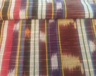 Gautemala Striped Ikat Fabric, Fall Colors, Cotton Textile, Ethnic Home Decor, Upholstery, Interior Design Fabrics, 36" wide Fair Trade