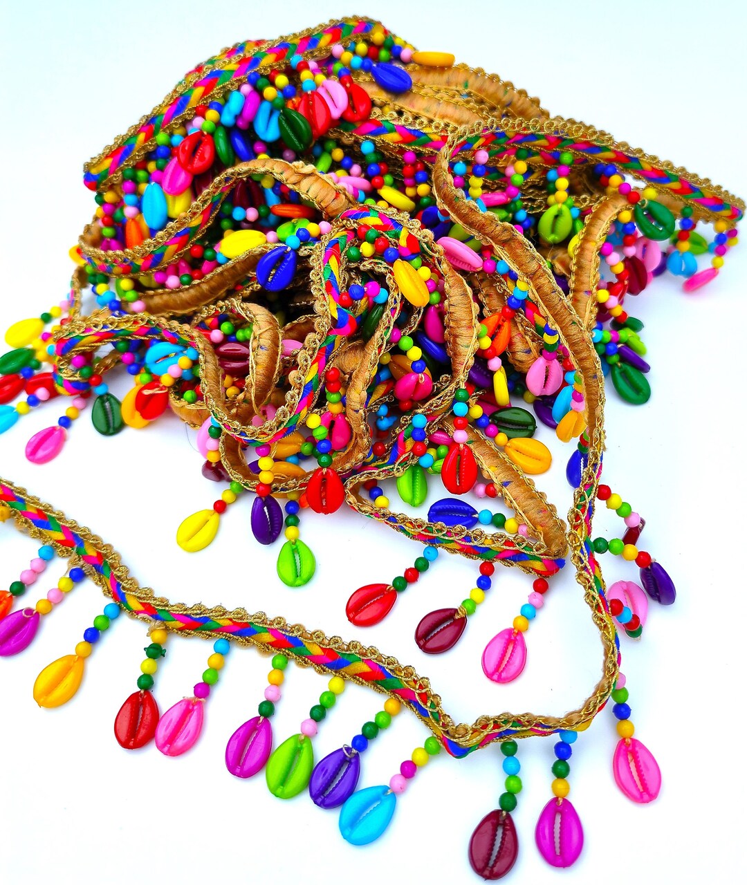 Rainbow Cowrie Shell Trim, Shell Trim Lace, Sea Shell, 1 Yd,pride Beach