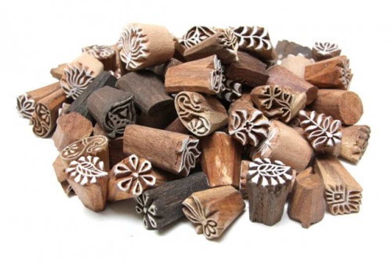 Pottery Stamps Paper Stamping Craft Indian Wood Printing Mini Size Stamps Fabric Block Printing Textile Assorted Blocks,