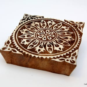 Indian Wood Block Print Stamp, 1 Pc., Textile Block Printing, Card Making, Paper Printing, Large Square Design, pottery stamps