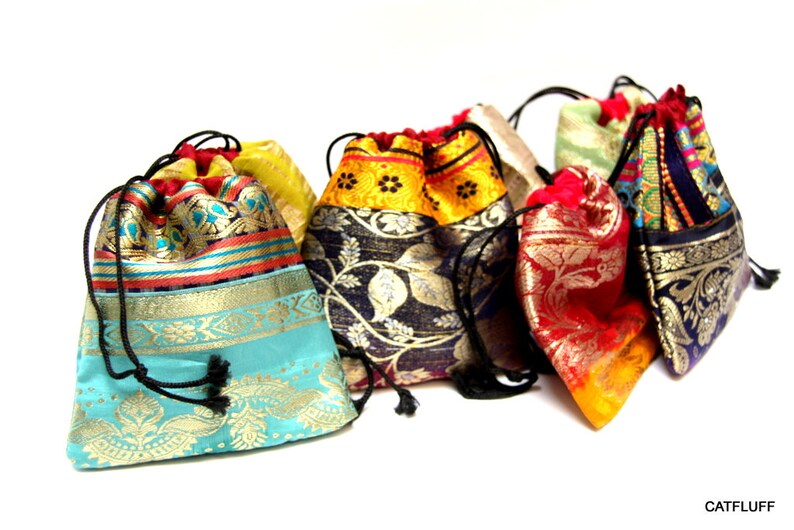 Jewelry Bags Indian Sari Pouches Saree Border Gift Bags 50 Etsy UK