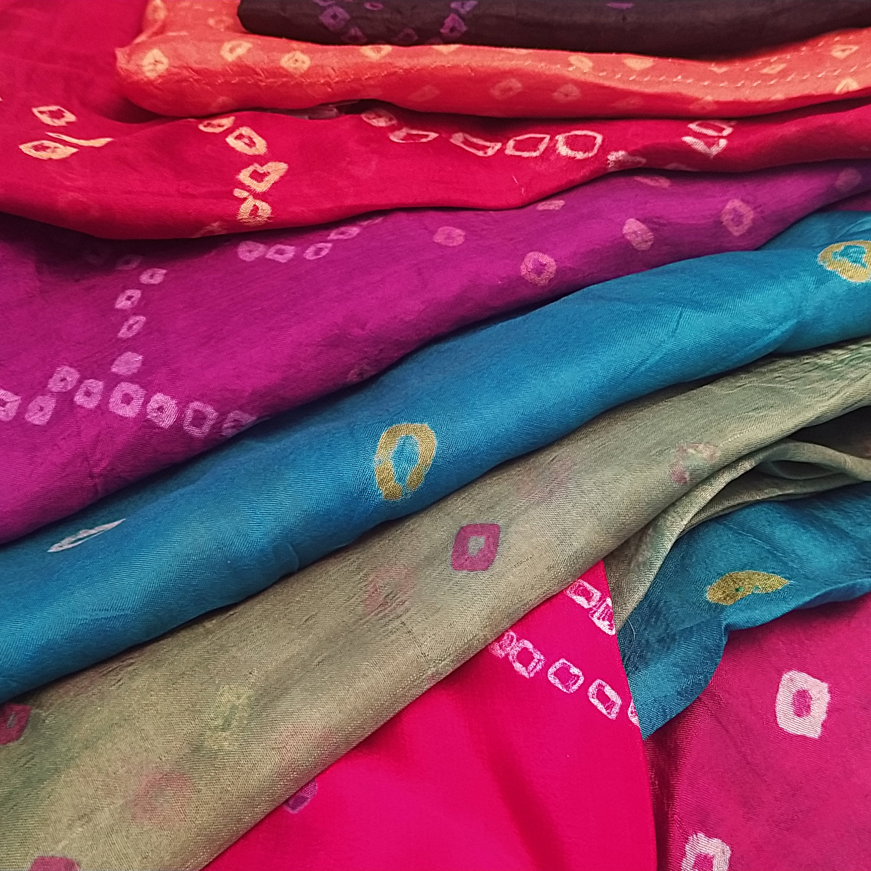 Sari Silk Fabric Fat Quarter and Smaller Cuts, Indian Recycled