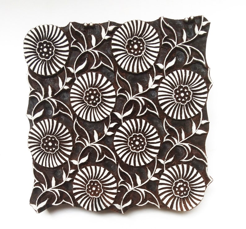 Minimalist Flower Wood Block Stamp Textile Fabric Printing Etsy