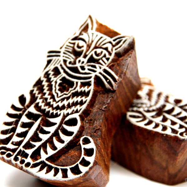 Cat Block Print - Etsy