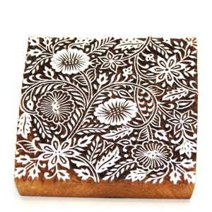 WildFlower Holzblock Druckstempel, großer floraler Hintergrund Dickicht, Textil oder Keramik, Tapeten-Dekor-Akzent, sich wiederholender Druck