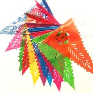 Mexican Papel Picado, Outdoor Fiesta Banner Garlands, Cinco De Mayo Decoration, Quinceanera, Triangle Flag Multi colored , Weather Proof