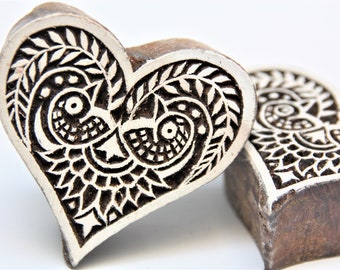 Valentines Day Heart, Indian Wood Block Print Stamp, Fabric Textile Printing, Paper and Card, CLay and Pottery Stamps, Wedding Motif