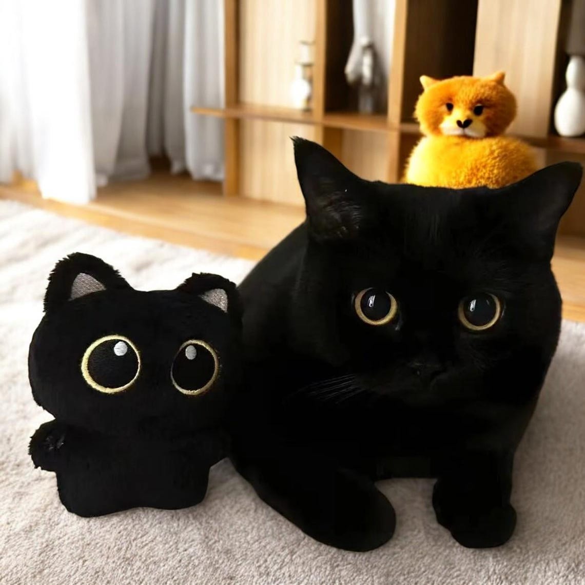 Black Cat Plush - Cute Small Stuffed Doll Pendant - Soft Cuddly Pillow ...