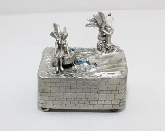 Fairy Pewter Music Box, Revolving Musical Carousel, Comstock Vintage Pewter Collectible Figurine, Home Decor Gift