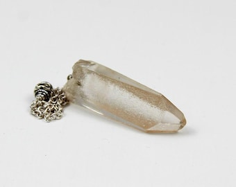 Clear Quartz Natural Point Pendulum, Chakra Balancing Quartz, Handmade Necklace Pendant, Positive Thoughts, Scrying Healing Pendant, Reiki