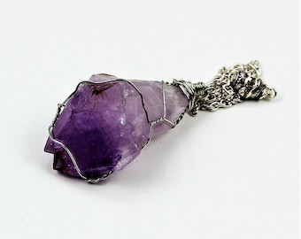 Raw Amethyst Point Pendulum Necklace