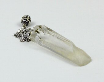 Clear Quartz Natural Point Pendulum, Chakra Balancing Quartz, Handmade Necklace Pendant, Positive Thoughts, Scrying Healing Pendant, Reiki