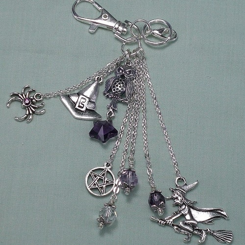 Witch Purse Charm Handbag Keyring Dangle Tote Bag Keychain Etsy