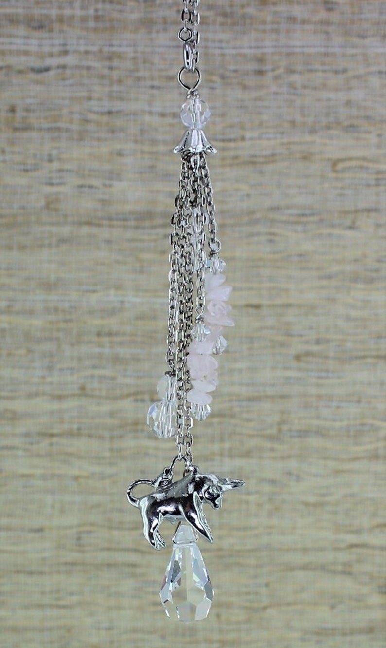 Zodiac Car Catcher Birthstone Keyring Taurus Birth Sign Handbag Bling Birthday Gift Necklace Astrology Jewellery Rear Mirror Dangle