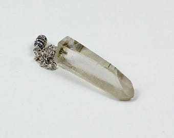 Clear Quartz Point Pendulum, Raw Natural Crystal Necklace, Reiki, Scrying, Dowsing & Divination Tool