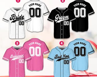 Personalized Name Number Bride And Groom Baseball Jersey, Custom Color Wedding Party Matching Jerseys For Bridesmaids, Groomsmen, Best Man