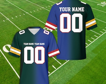 Personalized Two Football Team Jersey, Custom Split Gradient Football Jersey, Game Day Outfit For Kids & Adult Football Fans Football Lovers