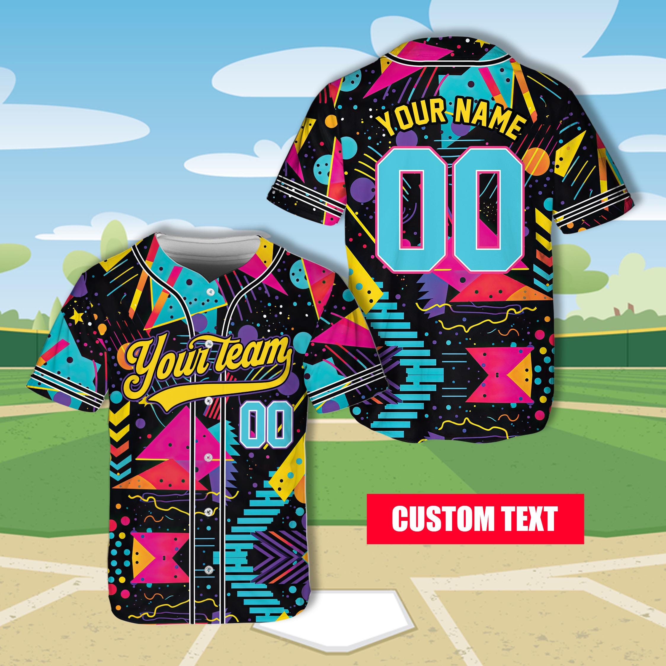 Personalized Name Number 80s 90s Vibes Baseball Jersey