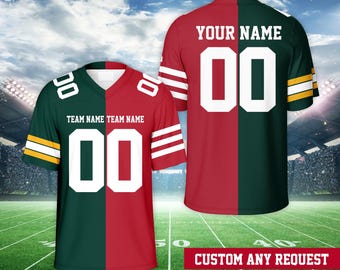 Personalized Two Football Team Jersey, Custom Split American Football Jersey Champion Game Day Outfit For US Football Fans Football Lovers