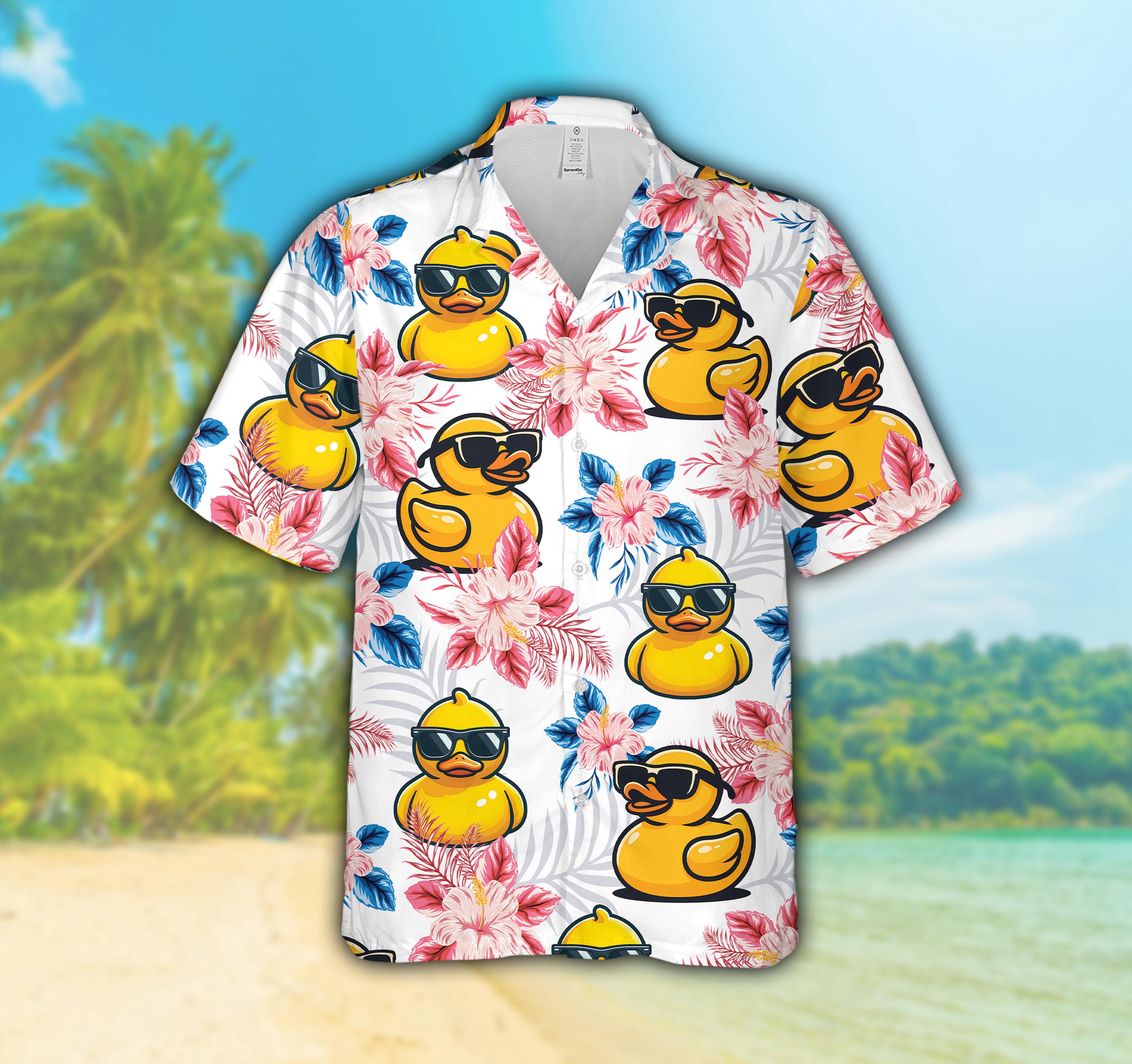 Men’s Hawaiian Shirt – Short Sleeve Aloha Beach Shirt With Yellow Rubber Duck Print, Quick-Dry & Lightweight – Multicolor, X-Large - View #4