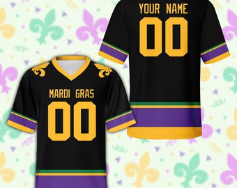 Camisa personalizada do time de futebol Mardi Gras, camisa de futebol personalizada Fat Tuesday, traje de dia de jogo de carnaval Mardi Gras para amantes de futebol