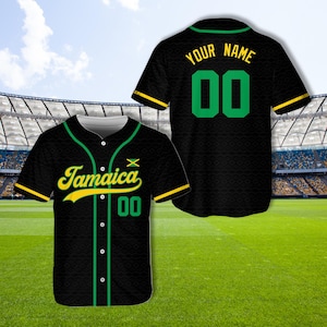 Personalisierte Name Nummer Jamaika Baseball Jersey, Benutzerdefinierte Farbe Jamaika Familie Passendes Jersey Spieltag Outfit für Kinder Erwachsenen Baseball-Liebhaber