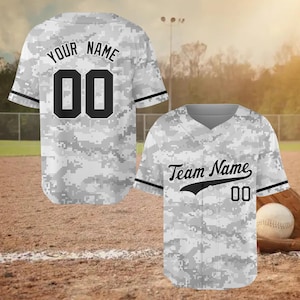 Personalisiertes Militär tarnt Baseball Jersey, benutzerdefinierter Name Anzahl Salute Jersey, Camo Vaterländisches Jersey Geschenk für Papa-veteranen-Baseball-Fans