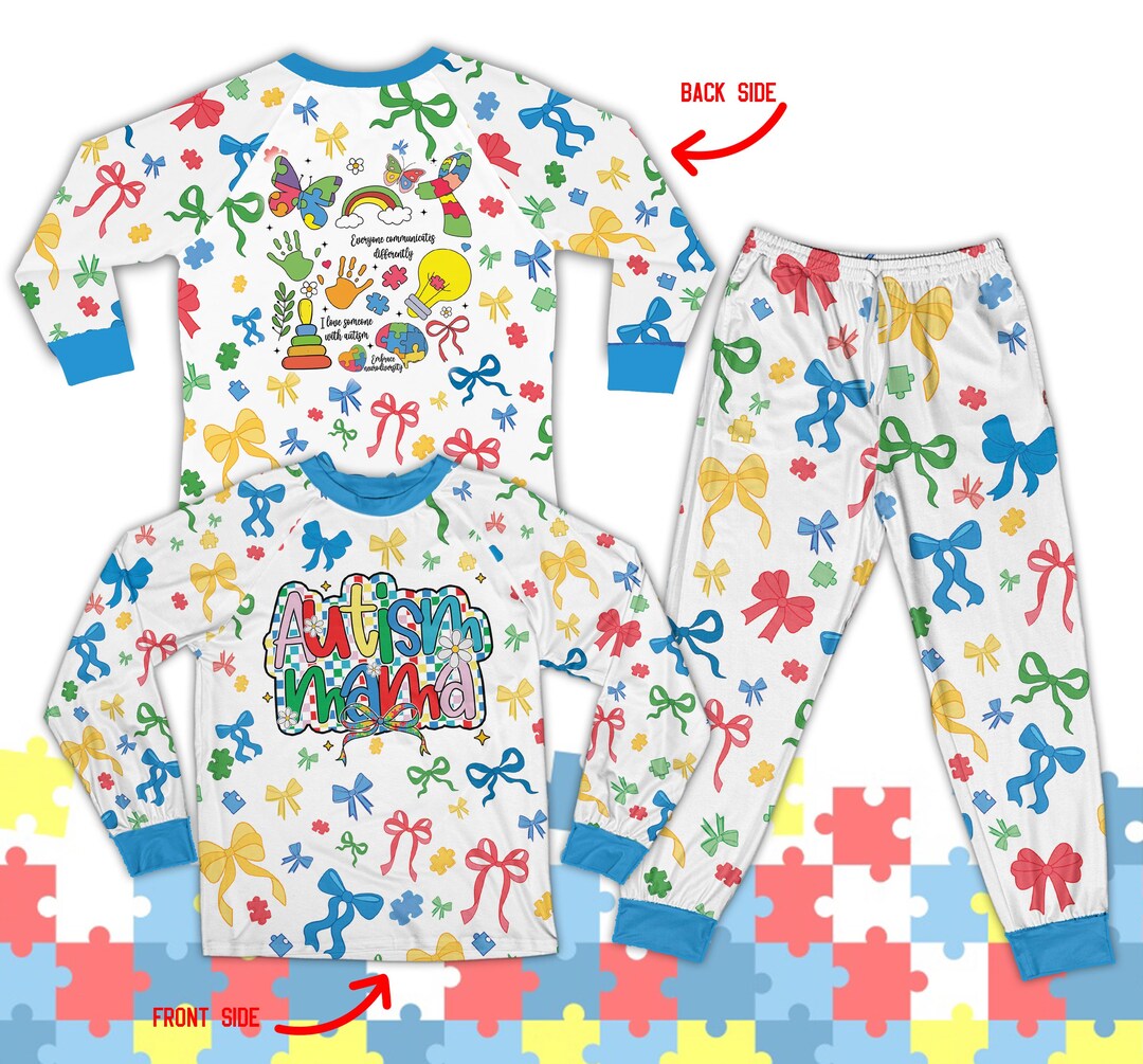 Pyjamas Autistic Images Autism Mama Pajama Sets, Puzzle Piece Autism Awareness Pajamas ...