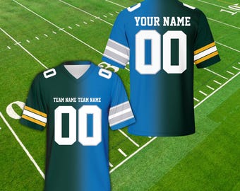 Personalized Two Football Team Jersey, Custom Split Gradient Football Jersey, Game Day Outfit For Kids & Adult Football Fans Football Lovers