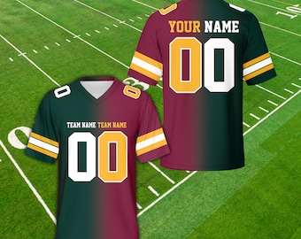 Personalized Two Football Team Jersey, Custom Split Gradient Football Jersey, Game Day Outfit For Kids & Adult Football Fans Football Lovers