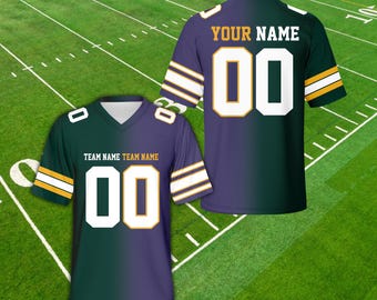 Personalized Two Football Team Jersey, Custom Split Gradient Football Jersey, Game Day Outfit For Kids & Adult Football Fans Football Lovers