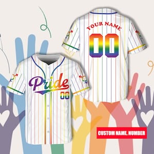 Personalisiertes LGBTQ-Baseball-Trikot, benutzerdefiniertes Pride Month-Shirt, Regenbogen-Matching-Jersey-Spieltag-Outfit für LGBT-Gemeinschafts-Baseball-Liebhaber