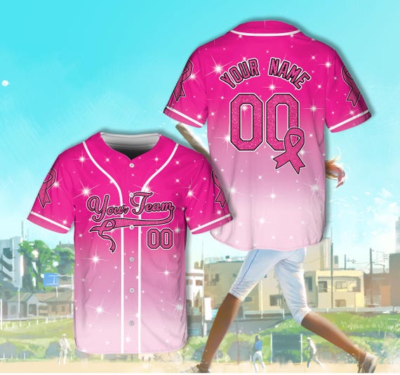 Baseball Jersey Pink Football Jersey Breast Cancer Personalized