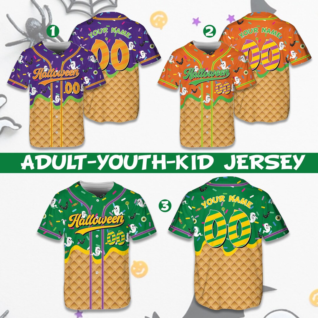 Personalized Halloween Baseball Jersey Ice Cream Dripping Pattern ...