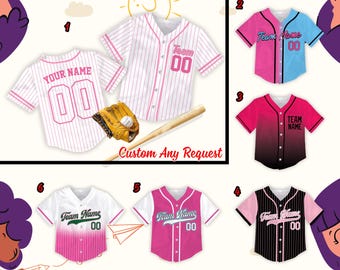 Custom Pink Color Baseball Jersey, Personalized Baseball Shirt Baseball Game Day Family Matching Jersey For US Baseball Fans Baseball Lovers