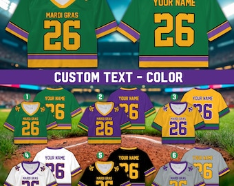 Camisa personalizada do time de futebol Mardi Gras, camiseta curta personalizada Fat Tuesday, traje para o dia do jogo de carnaval Mardi Gras para amantes do futebol