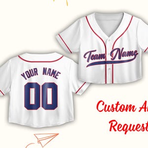 Benutzerdefinierte Farbe Kinder Erwachsene Baseball-Team Jersey, personalisierte Crop Top Jersey Baseball-Shirt, Spieltag passendes Outfit für Baseball Mädchen Frauen