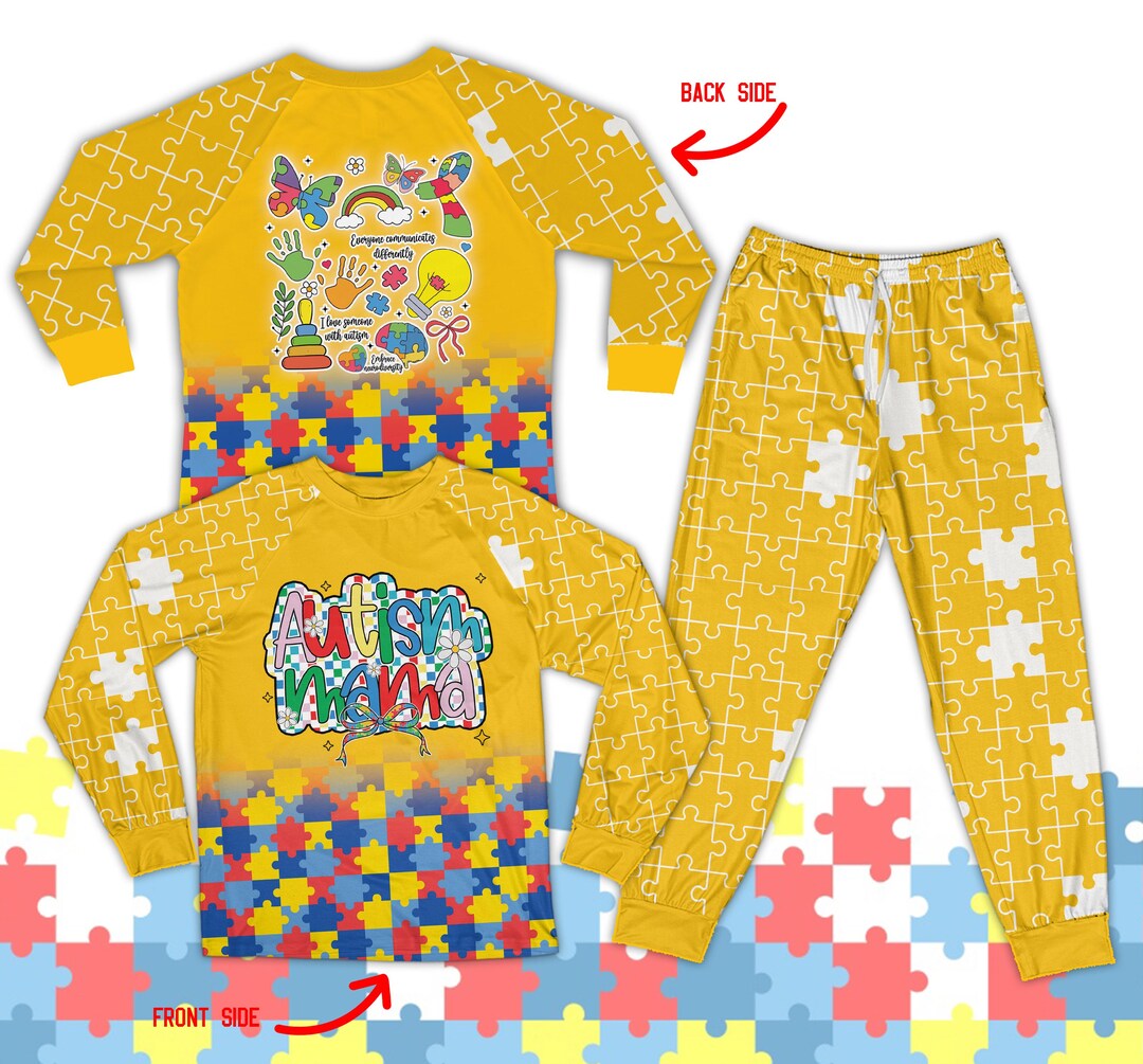 Pyjamas Autistic Images Autism Mama Pajama Sets, Puzzle Piece Autism Awareness Pajamas ...