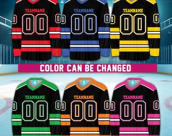 Camiseta de hockey sobre hielo con nombre y número personalizados, camiseta de hockey con color personalizado, camiseta del equipo de hockey, atuendo para el día del juego para fanáticos del hockey, amantes del hockey y la familia