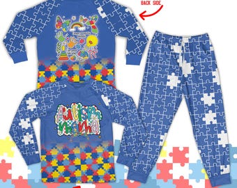 Autism Mama Pajama Sets, Puzzle Piece Autism Awareness Pajamas, Colorful Coquette Bow Autism Pajama For Mom Mama, Autism Support Pajamas Set