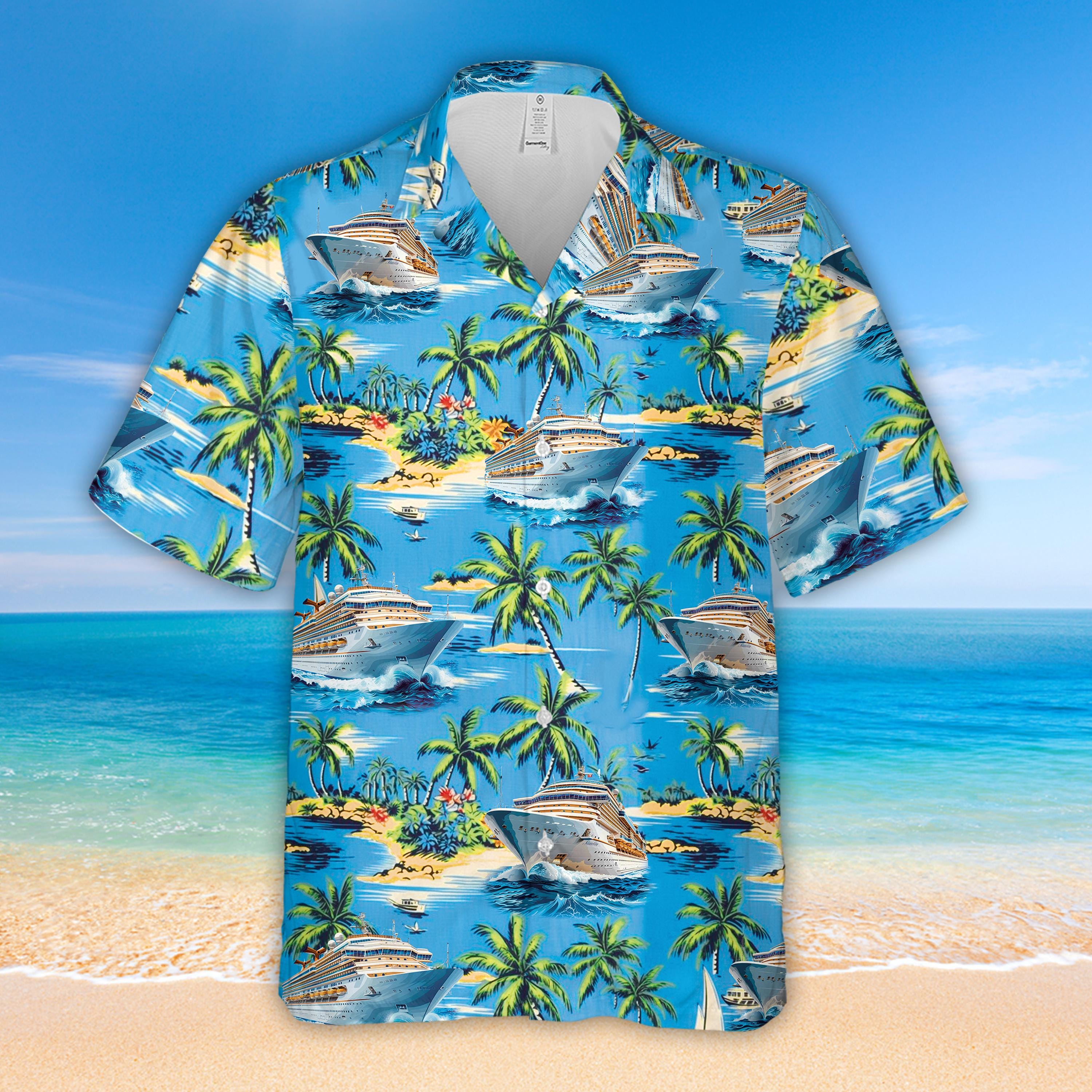 Tropical Cruise Ship Hawaiian Shirt for Men Women, Palm Tree