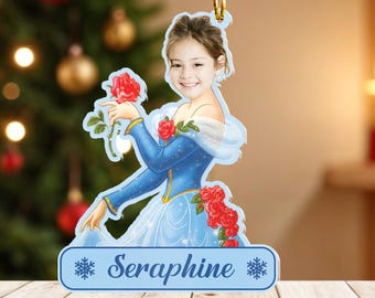 Personalized Cartoon Princess Ornament Custom Photo & Name Christmas Ornament Princess Birthday Girl Gift For Girl Trip Christmas Tree Decor