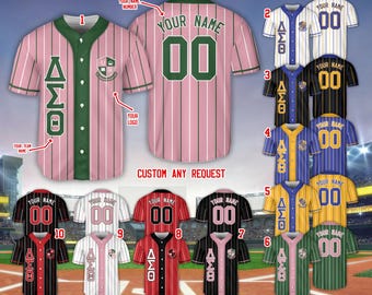 Maglia da baseball della confraternita con nome e numero personalizzati, maglia a righe della confraternita con colori personalizzati, maglietta da baseball Big Little, maglia Bid Day