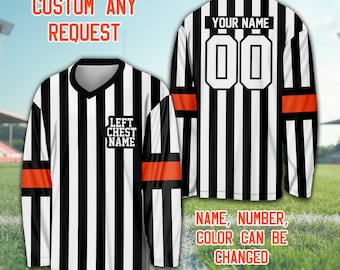 Camiseta de hockey sobre hielo a rayas con nombre y número personalizados, camiseta de árbitro de hockey con color personalizado, camiseta de equipo de hockey, atuendo para el día del partido para los amantes del hockey.