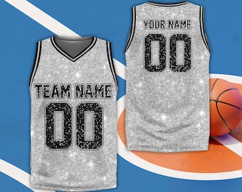 Custom Name & Number Fraud Glitter Basketball Jersey, Personalized Colors Kids Adult Basketball Shirt, Game Day Outfit For Basketball Fans
